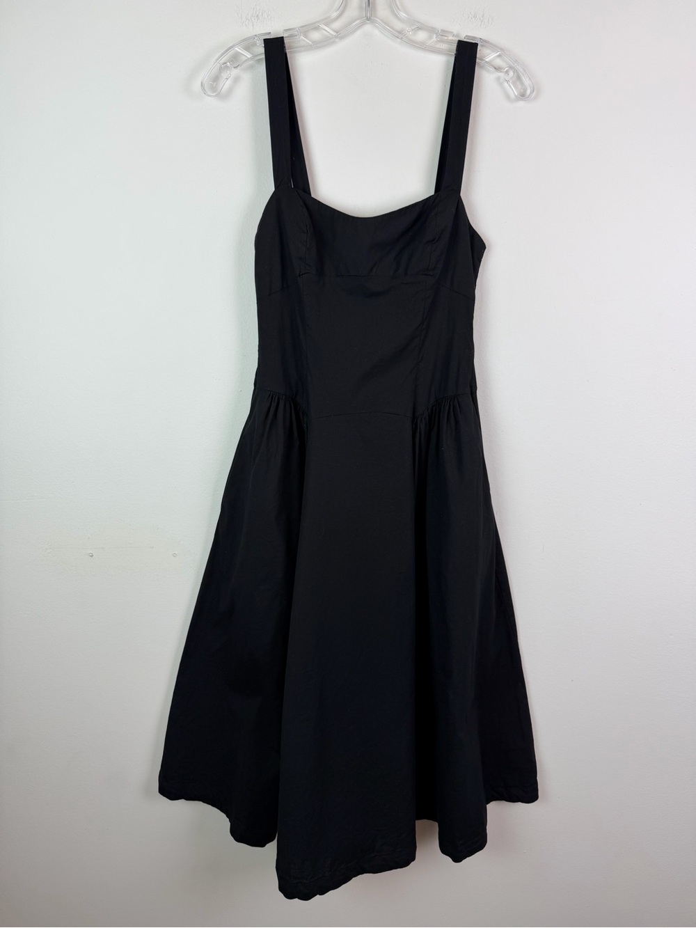 Free People Paolo Midi Dress in Black Cotton Poplin Size S - Picture 5 of 16